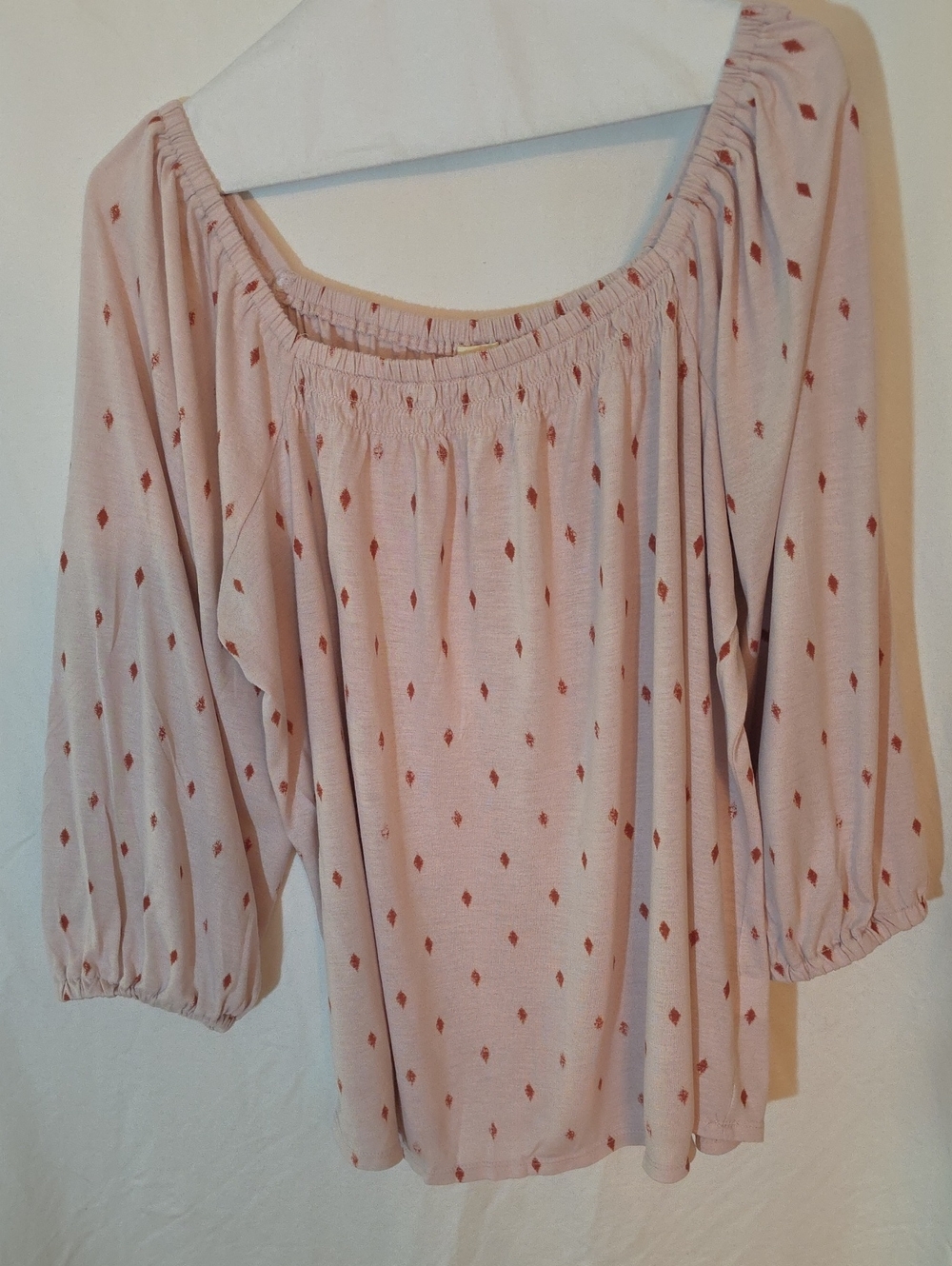 a.n.a Pink Peasant Tunic with Red Diamond Motif